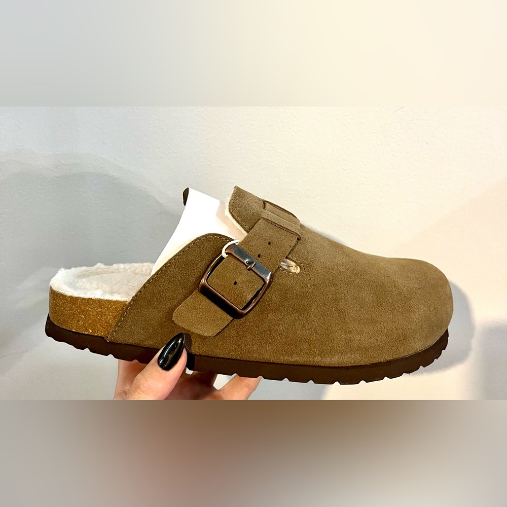Cushionaire Hana Fur Lined Suede Clogs